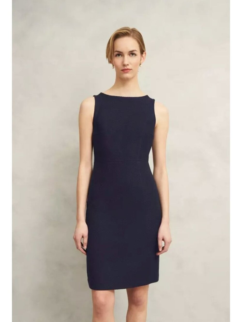 HOBBS London Navy Blue Sleeveless Lined Sheath Dress US Size 10 Classic Timeless